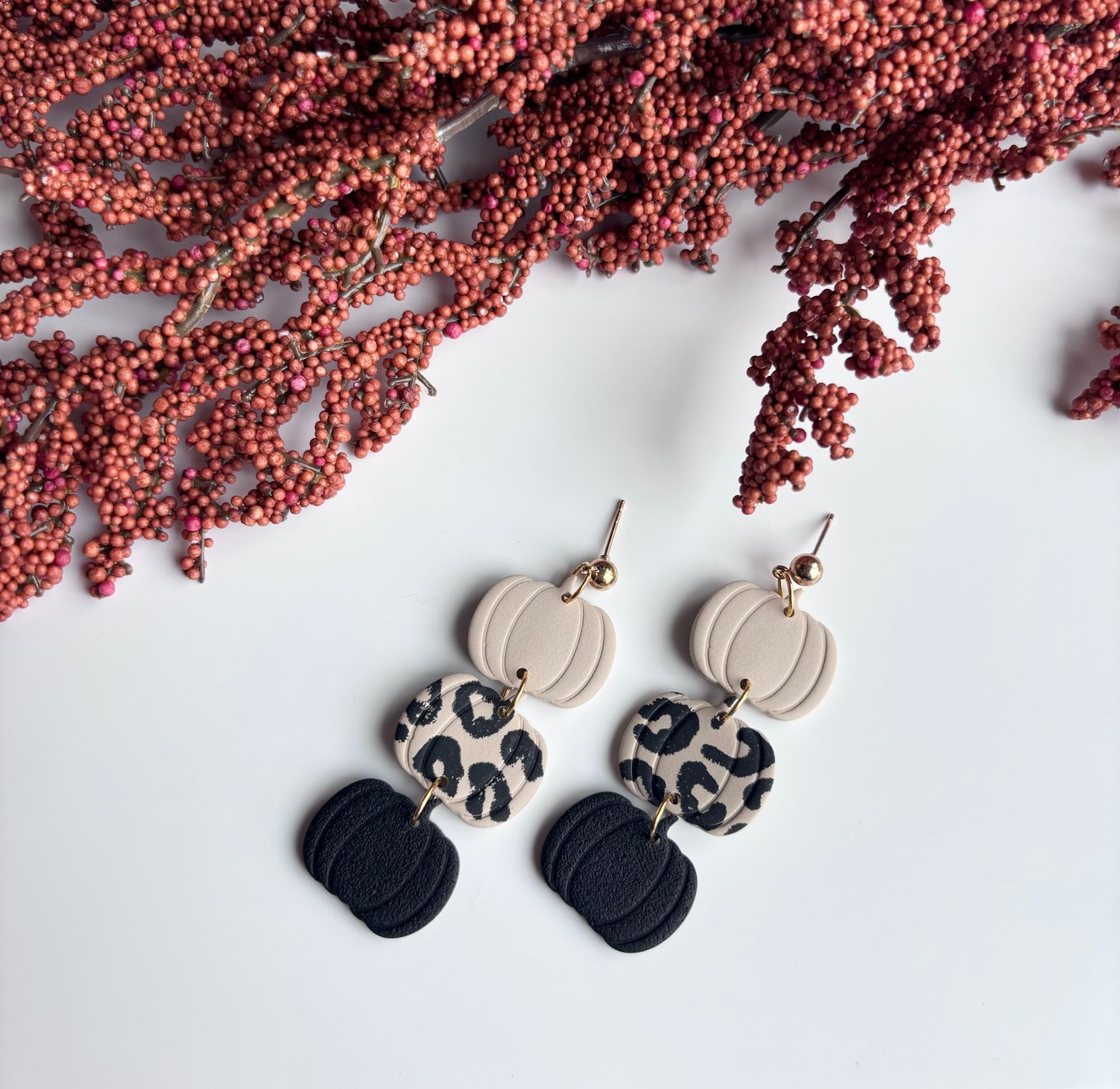 3 Tier Leopard Pumpkin Dangles