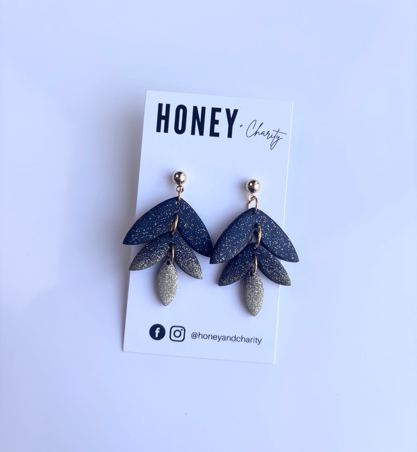 Ombré Sparkle Tapered Leaf Dangles