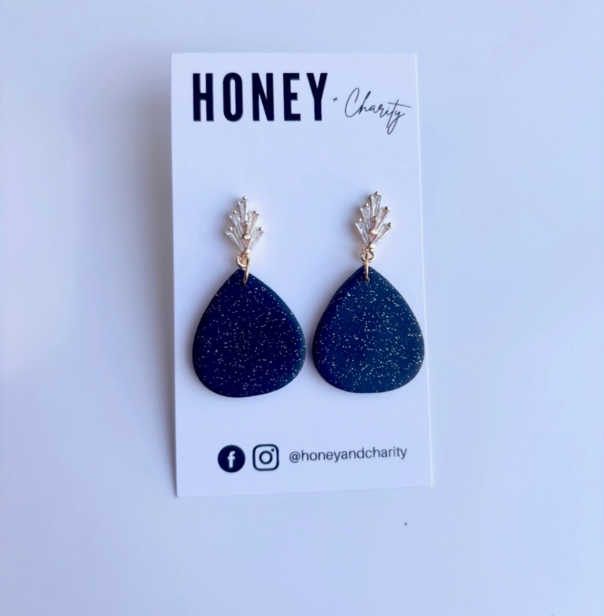 Sparkle Black Teardrop Dangles