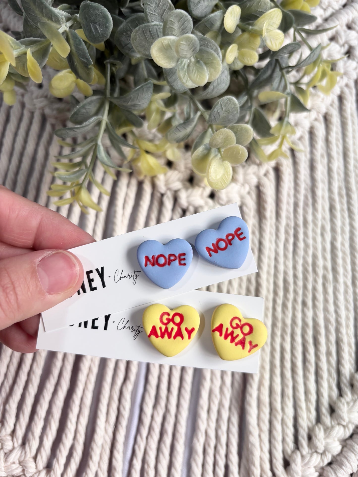 Anti-Valentines Candy Heart Studs