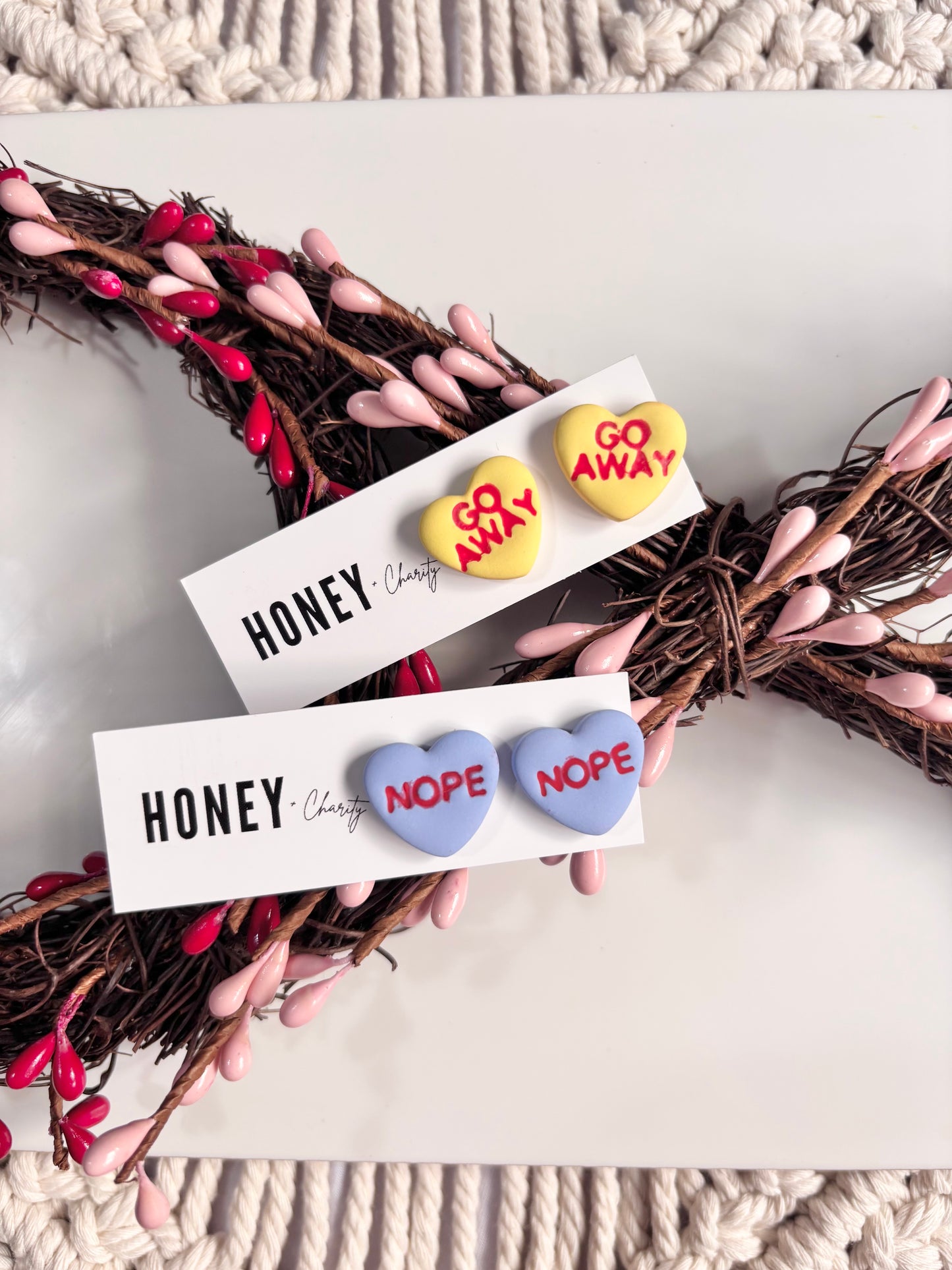 Anti-Valentines Candy Heart Studs