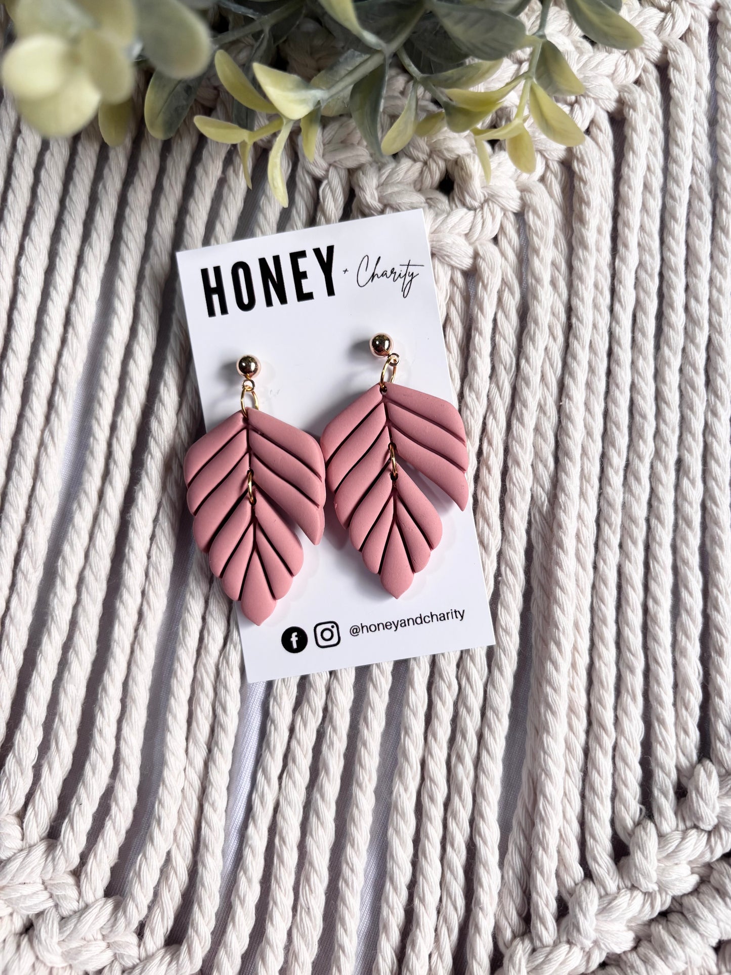 Pink Leaf Dangles