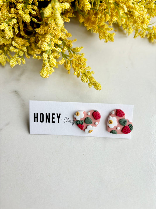 Strawberry Heart Studs