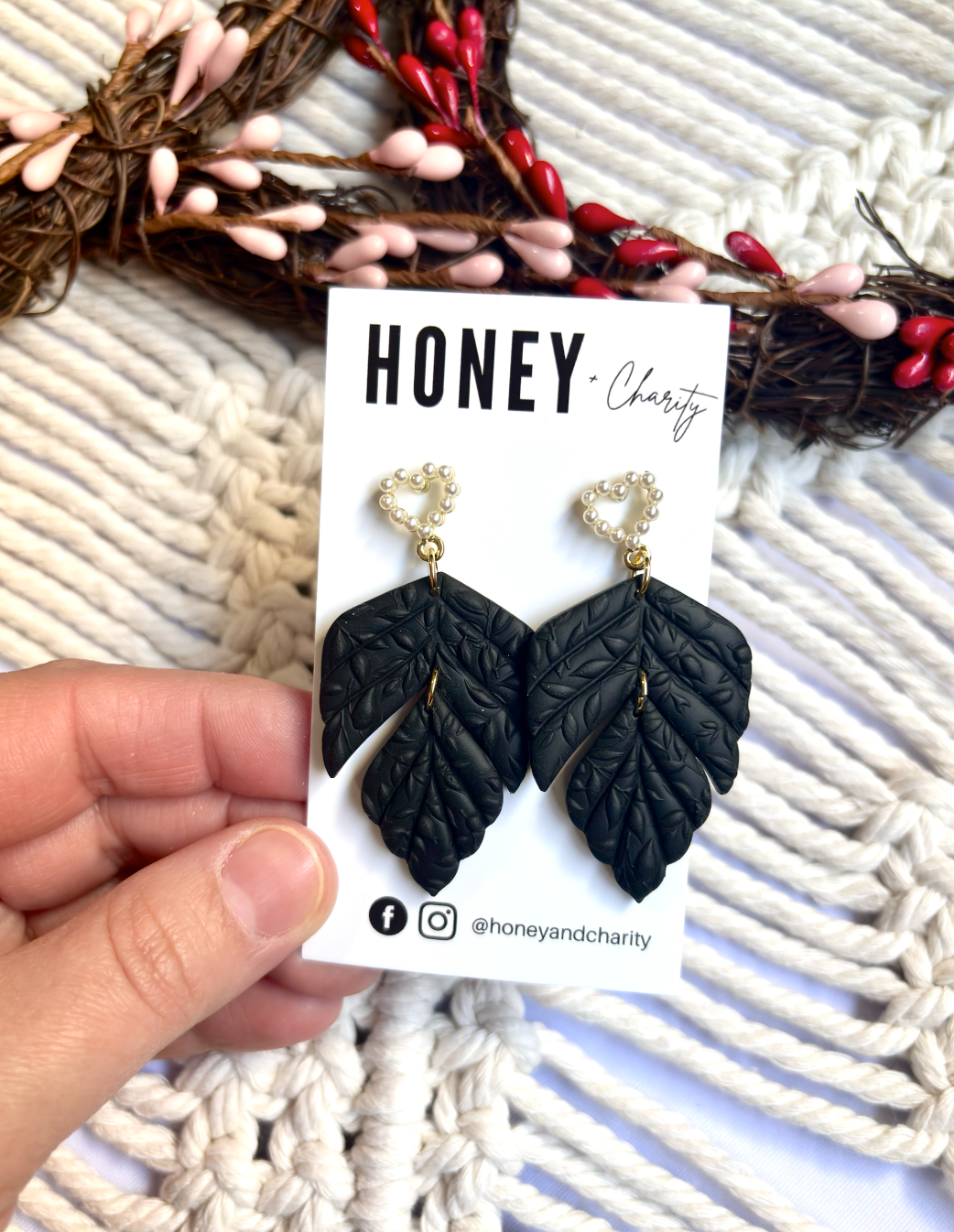Heart Pearl Leaf Dangles