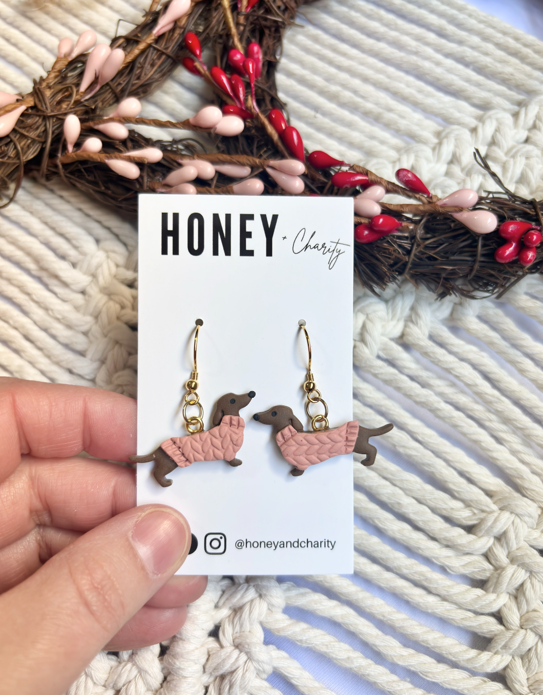 Wiener Dog Valentine Dangles