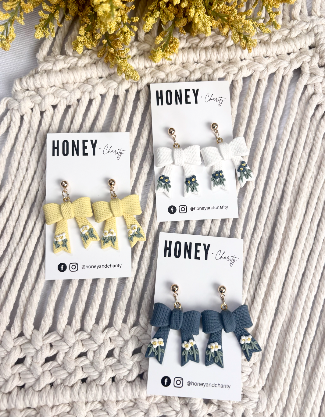 Fabric Floral Bow Dangles