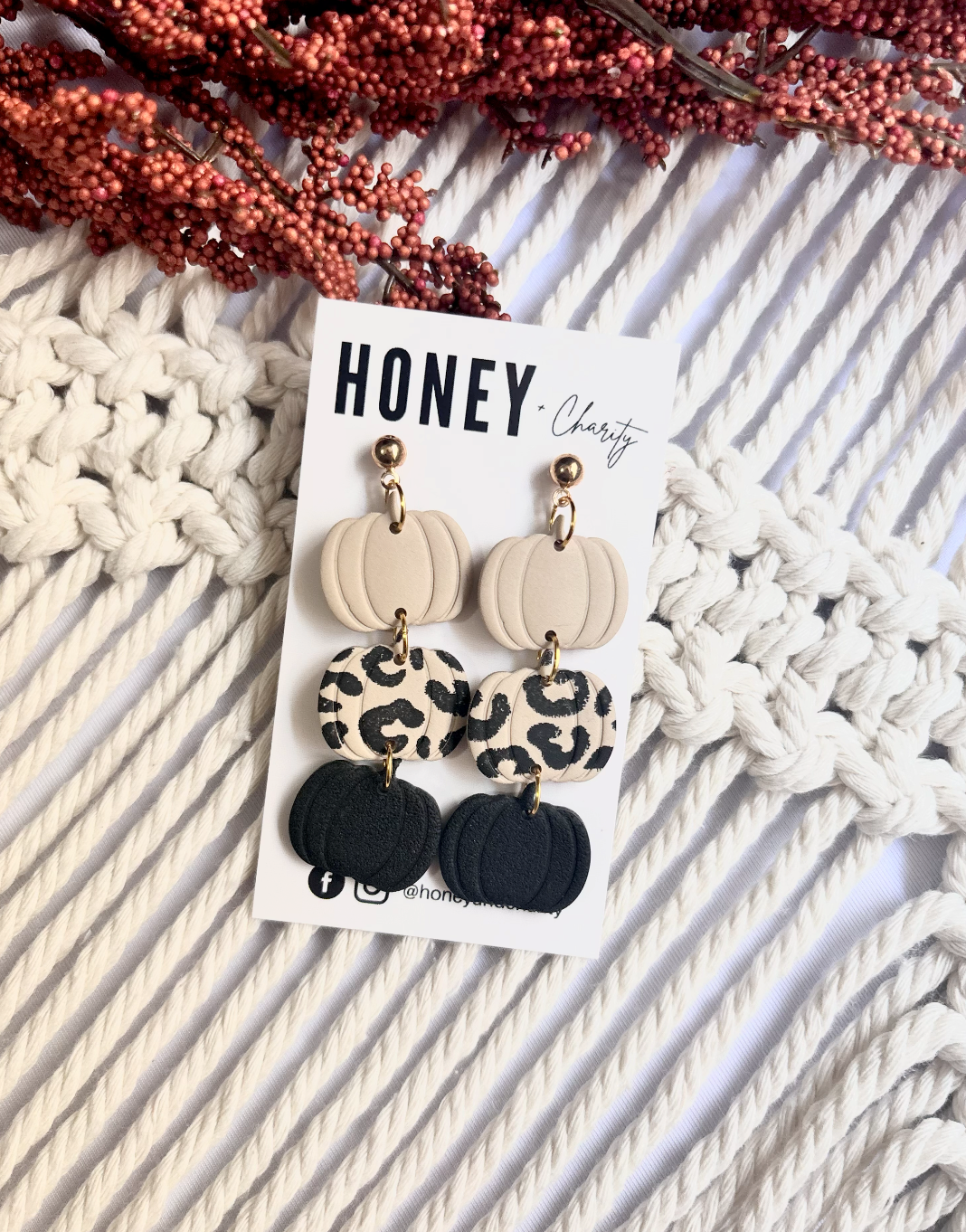 3 Tier Leopard Pumpkin Dangles