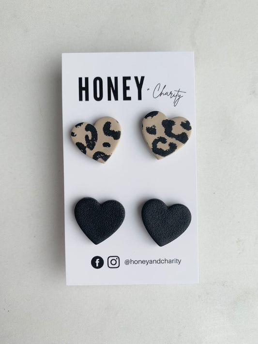 Leopard Heart Stud Pack