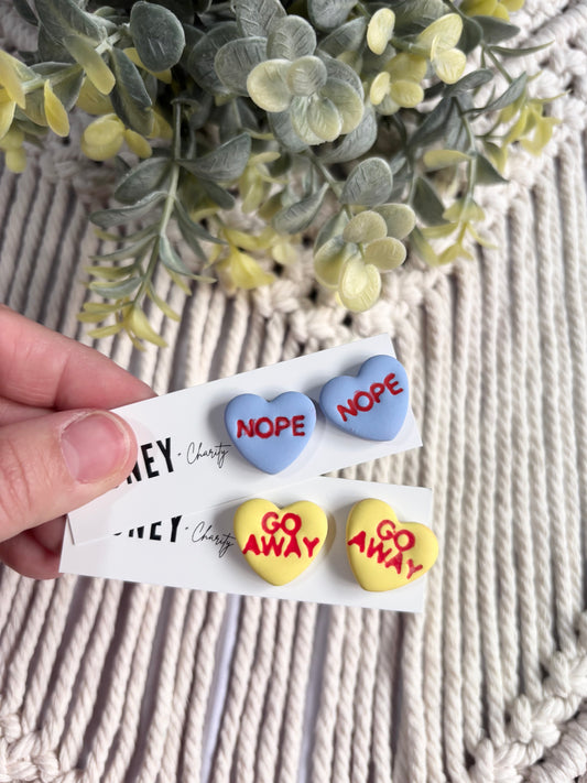 Anti-Valentines Candy Heart Studs