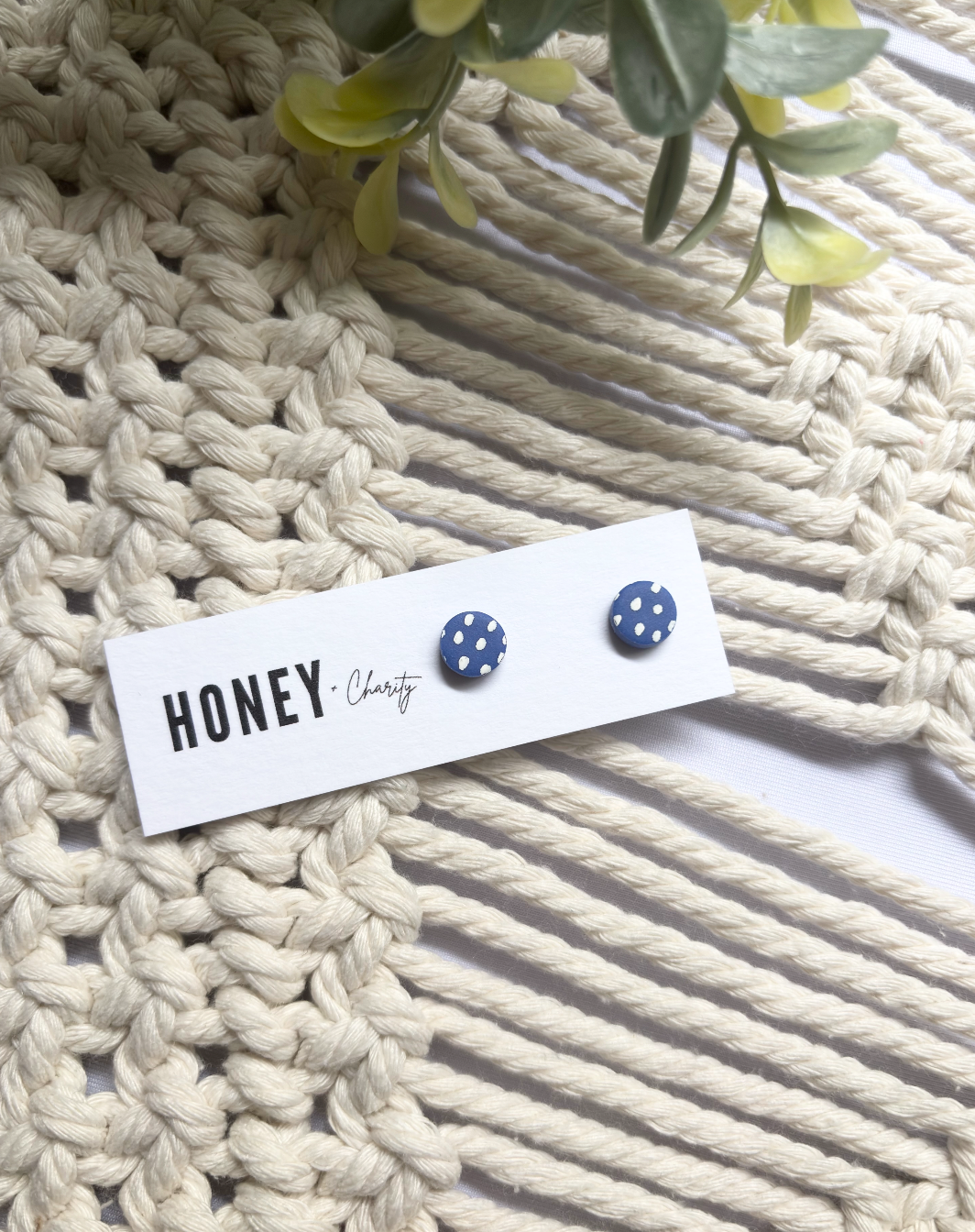 Blue Polka Dot Studs