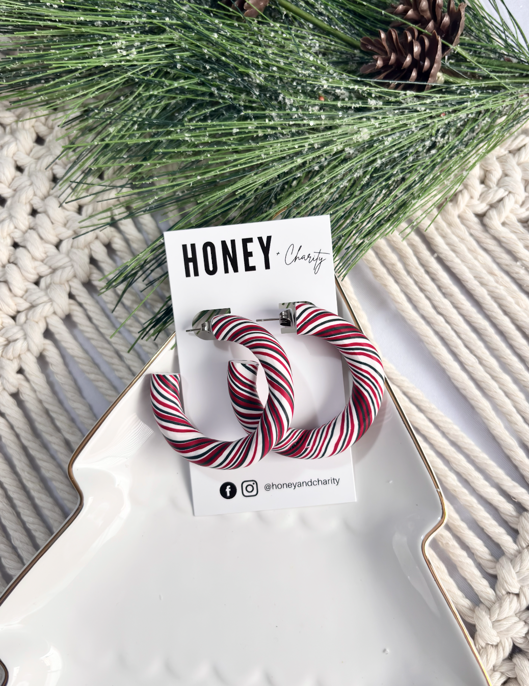 Red & Green Candy Cane Hoops