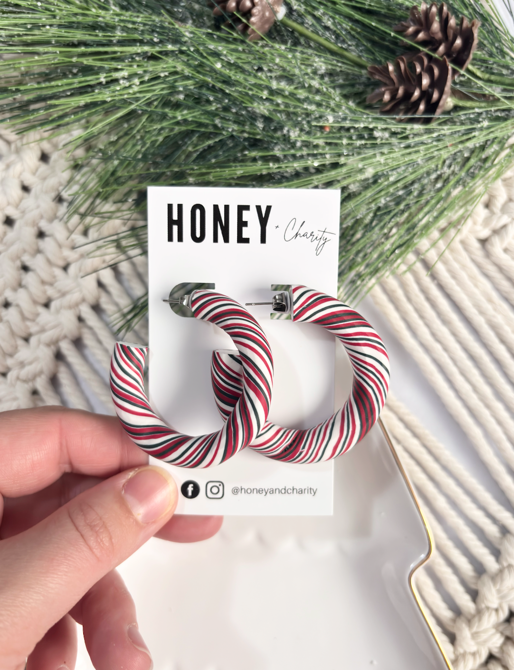 Red & Green Candy Cane Hoops