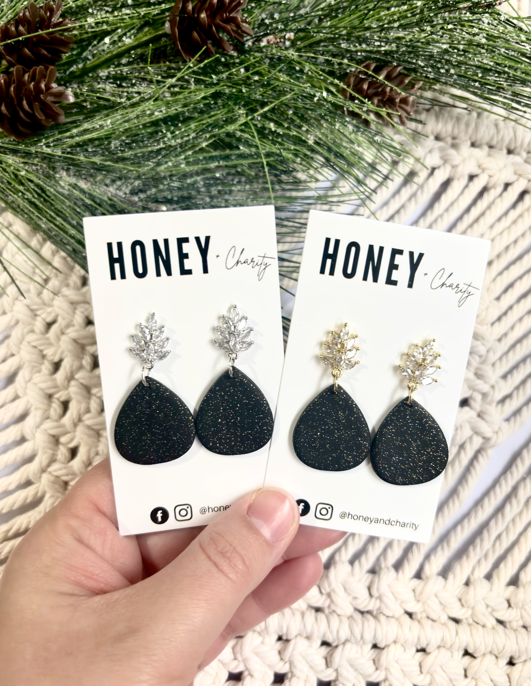 Sparkle Black Teardrop Dangles