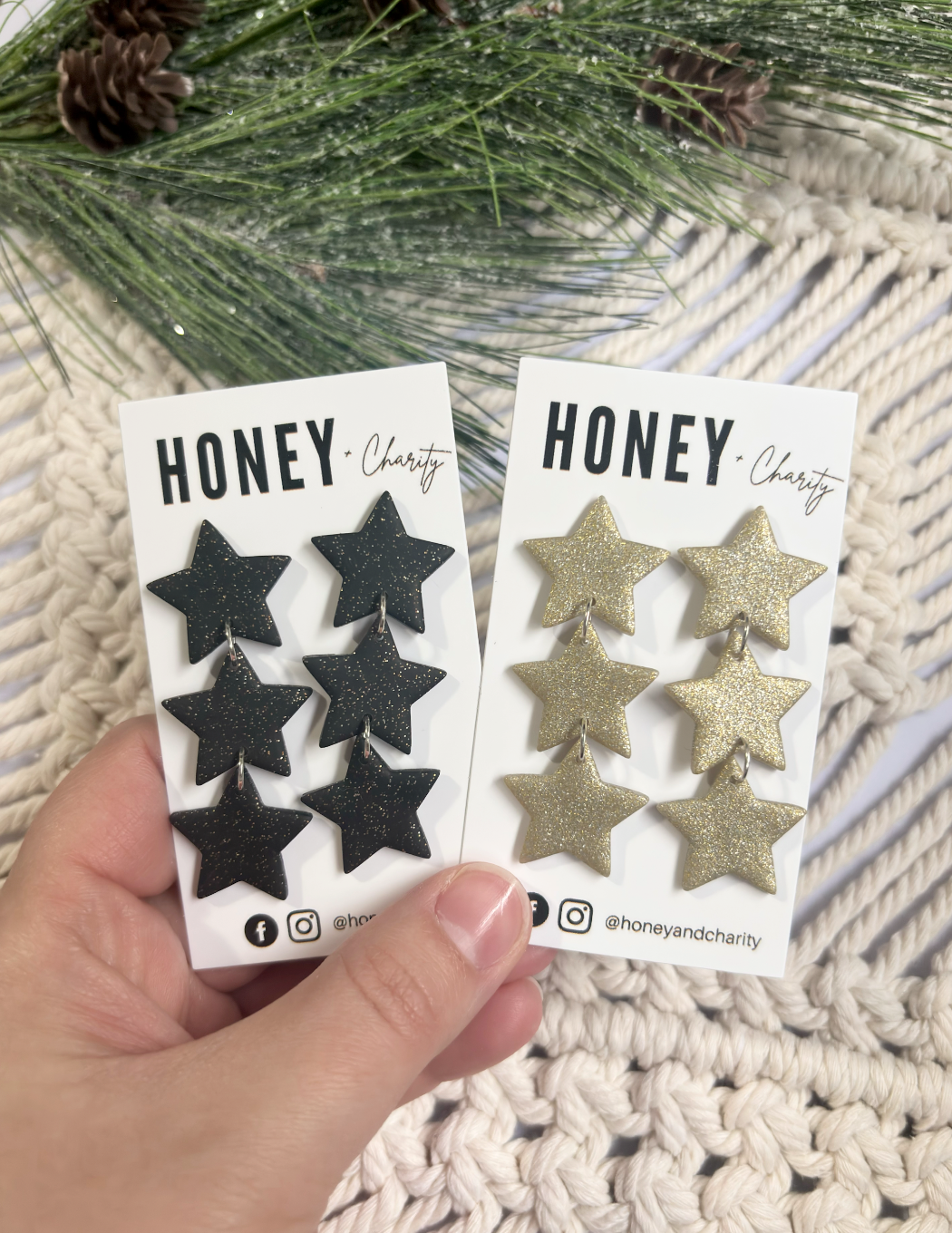 3 tier Sparkle Star Dangles