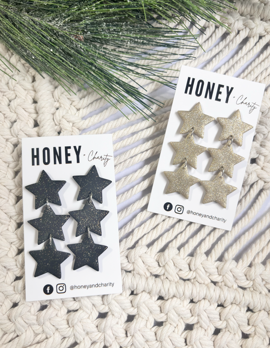 3 tier Sparkle Star Dangles