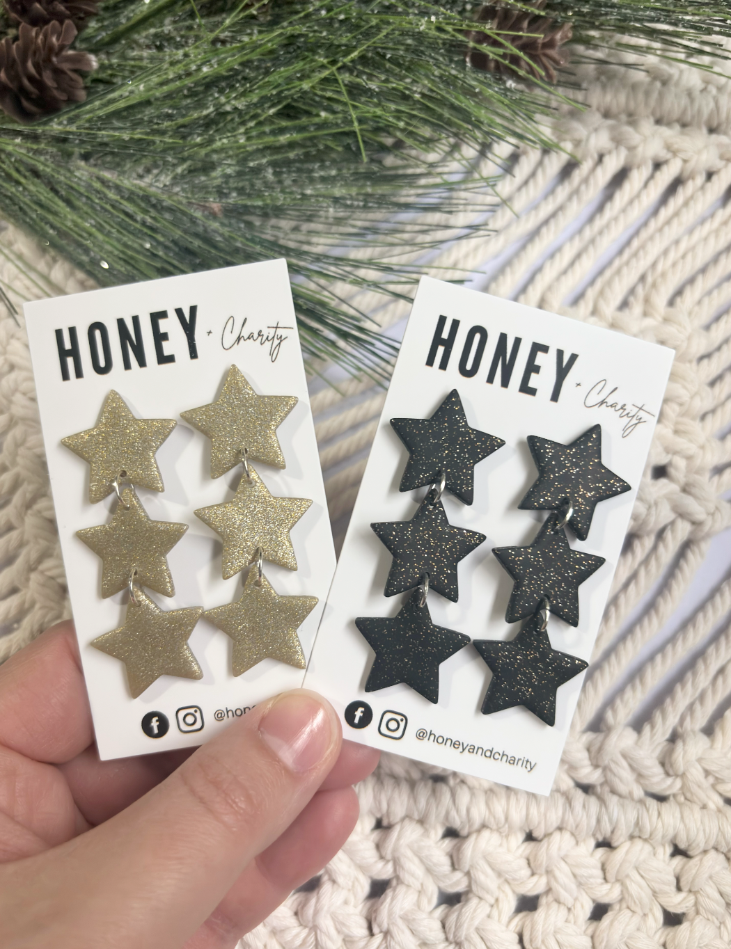 3 tier Sparkle Star Dangles