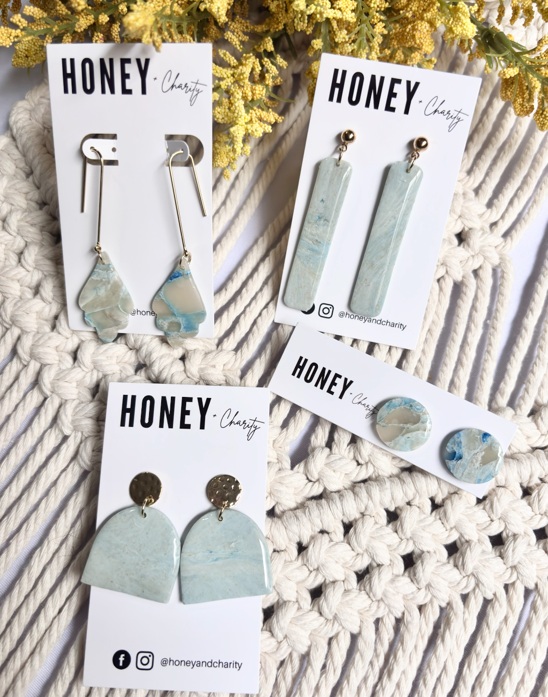 Blue Marble Earrings