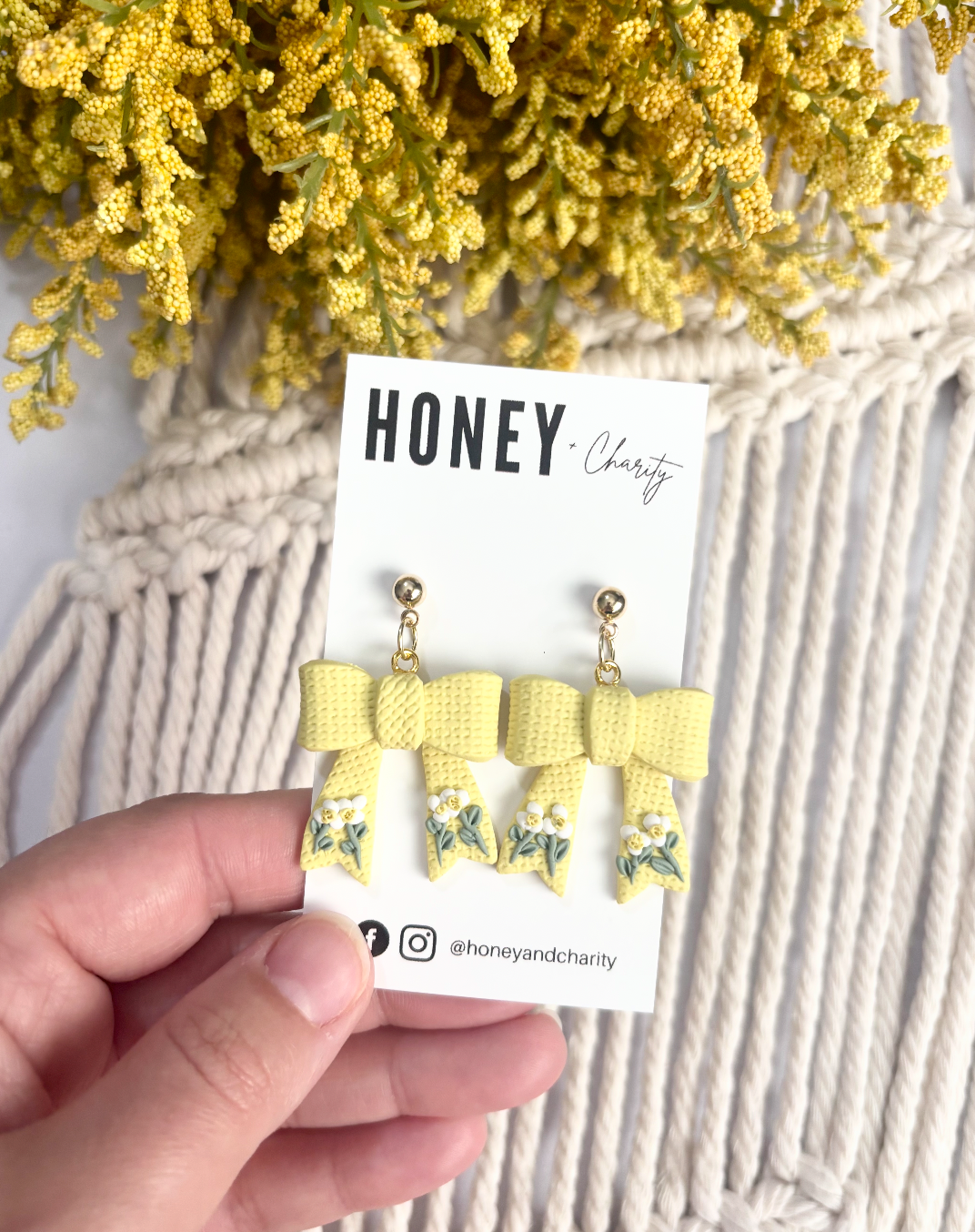 Fabric Floral Bow Dangles