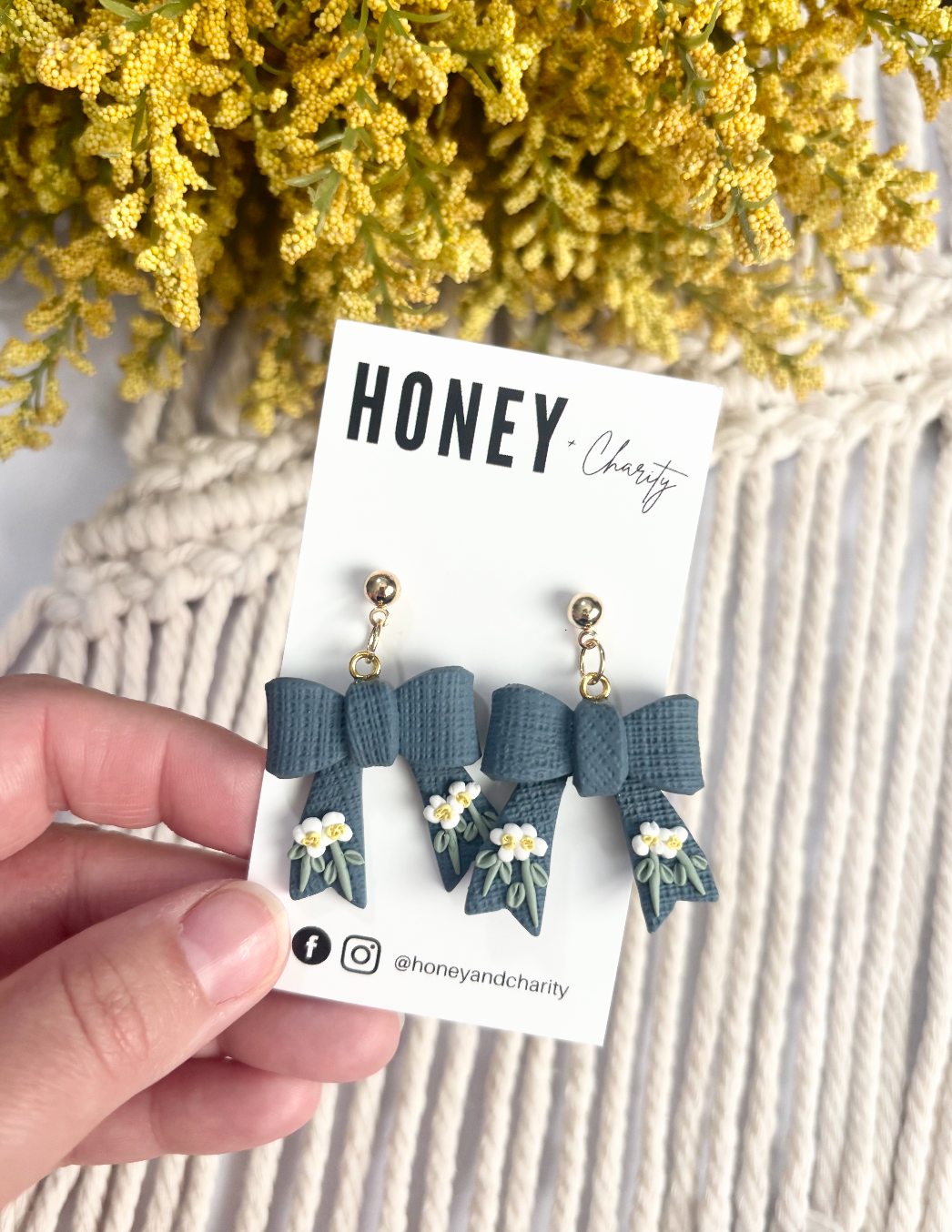 Fabric Floral Bow Dangles