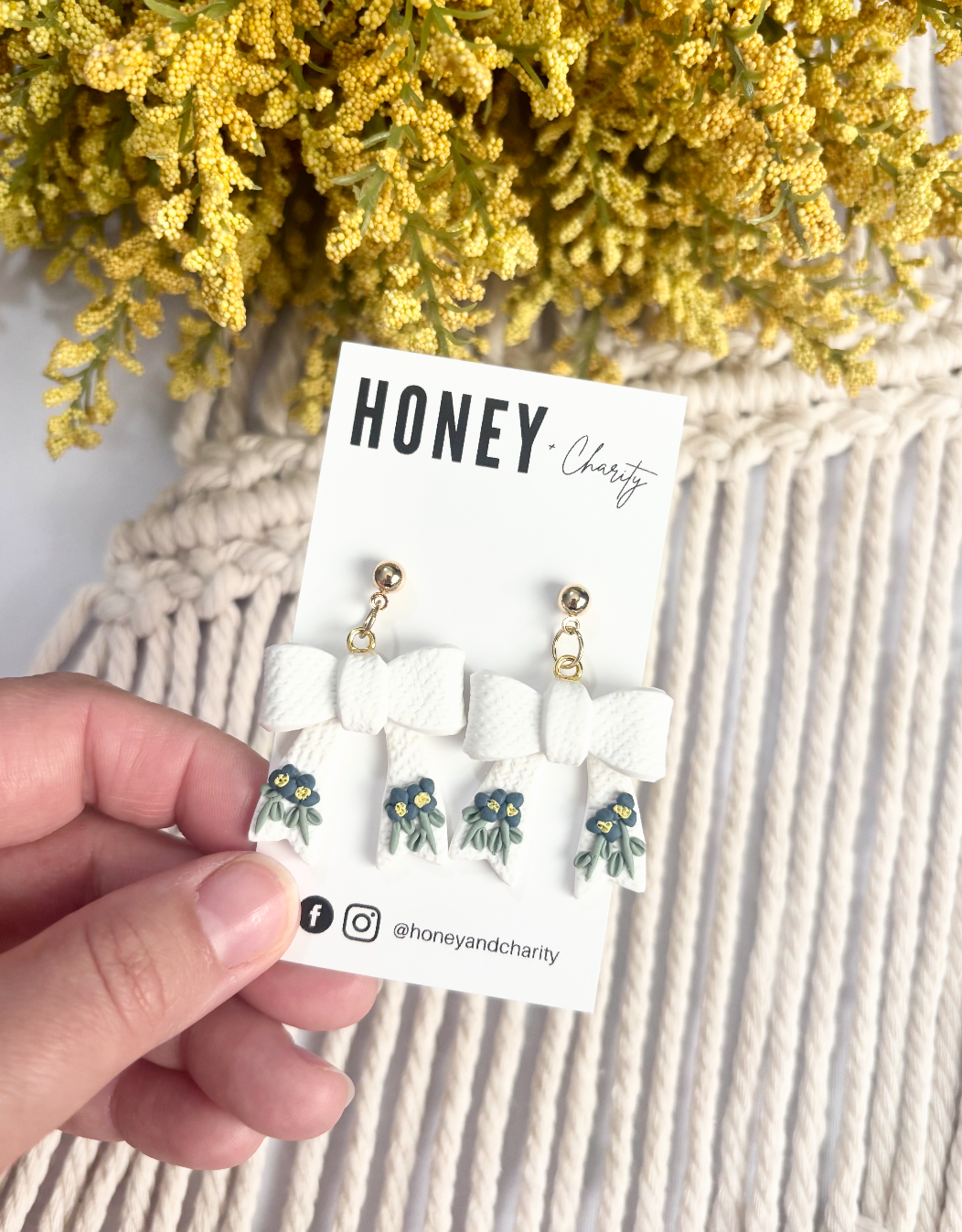 Fabric Floral Bow Dangles