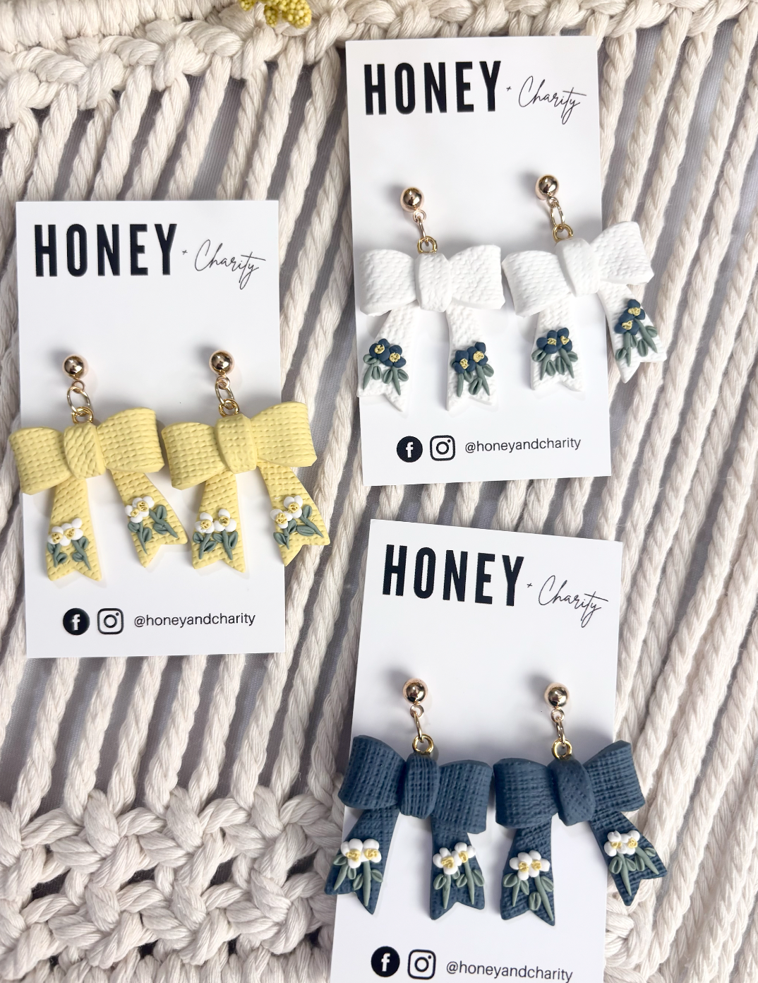 Fabric Floral Bow Dangles