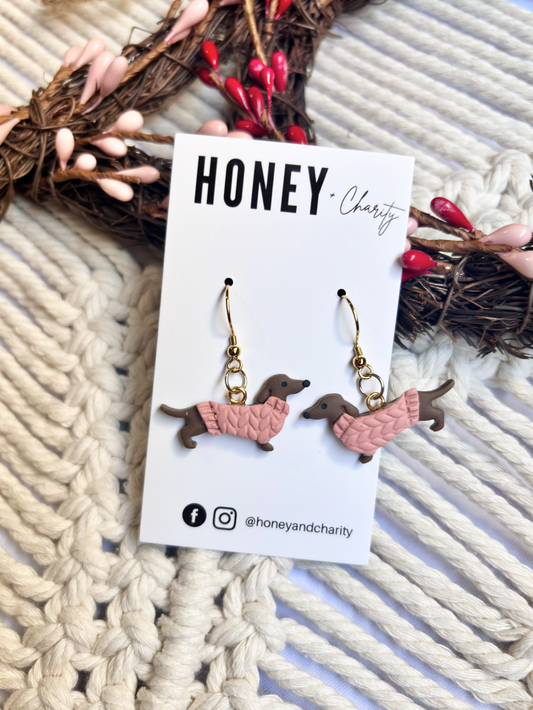 Wiener Dog Valentine Dangles